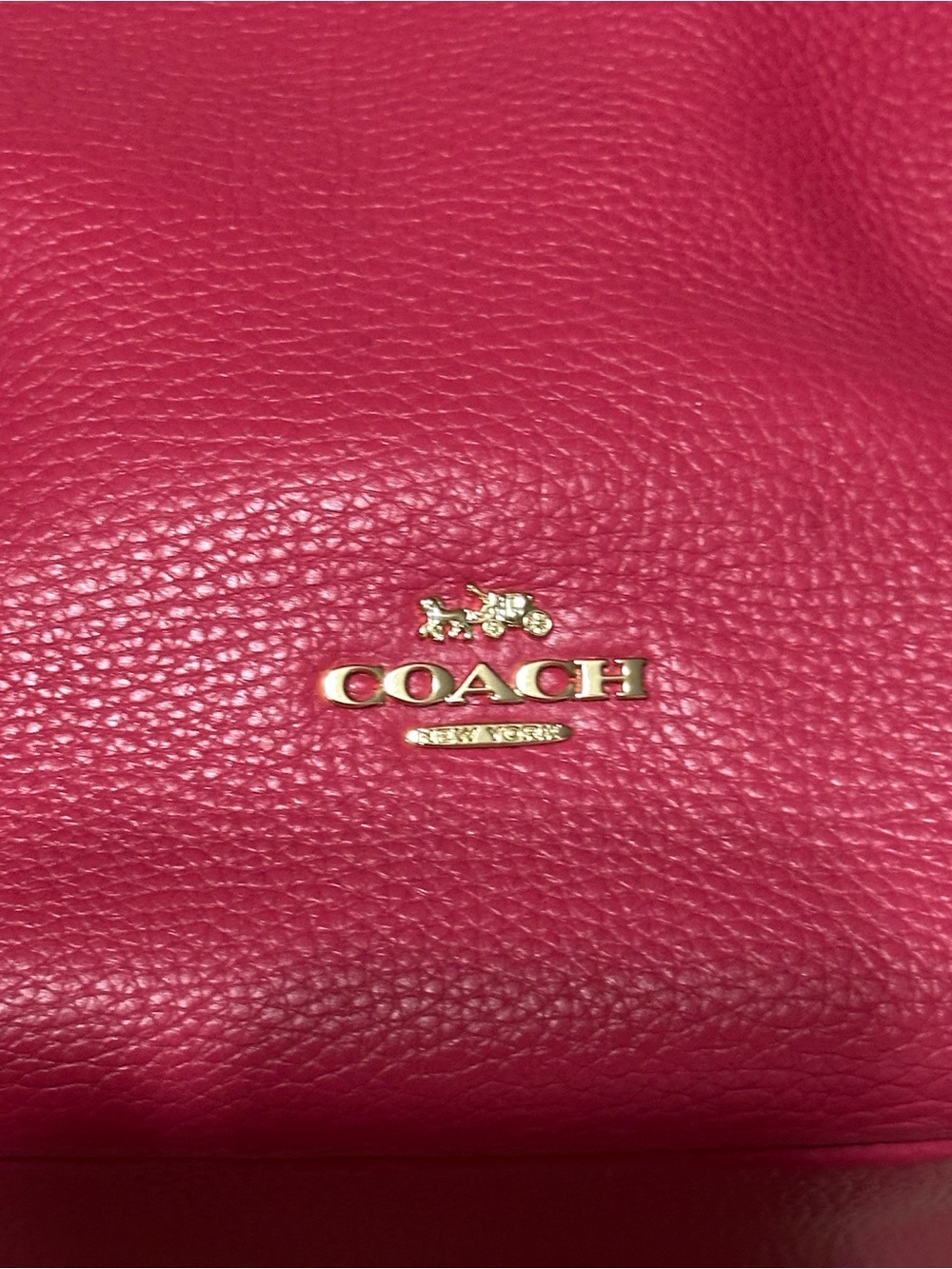 Pink Coach Pennie Pebbled Leather Shoulder Bag with Gold Hardware - Picture 7 of 7